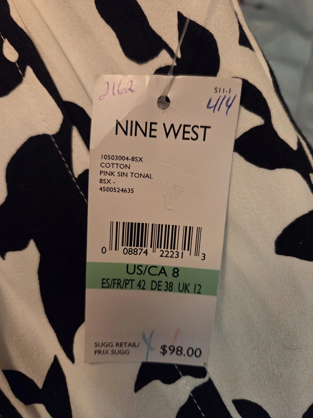 Nine West Black & White Floral Midi Dress with Red Floral Border NWT - Picture 11 of 14